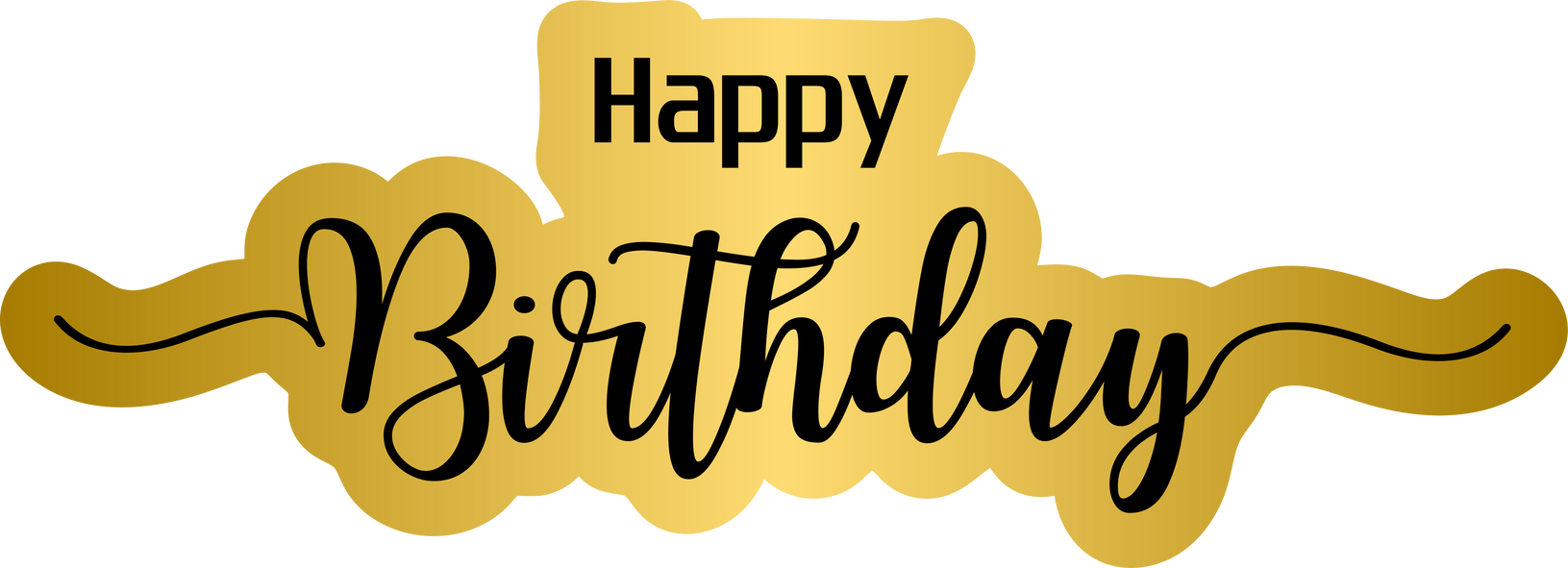 Golden handwritten happy birthday lettering