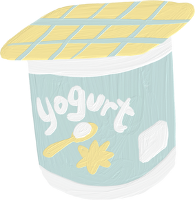 Handdrawn Painterly Cute Objects Yogurt